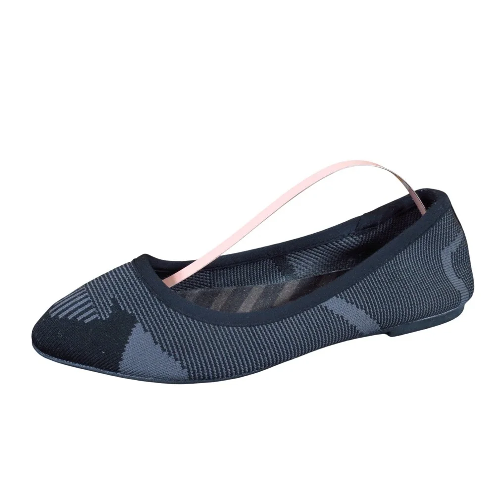 Skechers Cleo Wham Women Ballet Flat Size 7 Comfort Work Shoe Black Charcoal